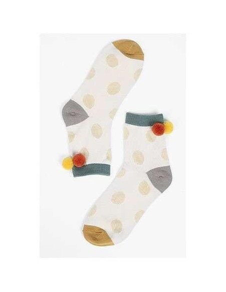 Chaussettes Pois Subtils et pompoms corde détail